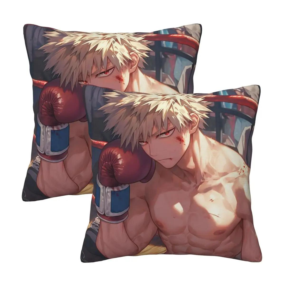 

Bakugou Katsuki My Hero MHA 2 pcs Square Pillowcase Pillow Cover Cushion Zip Decorative Comfort Throw Pillow for Living Room 12x12Inch