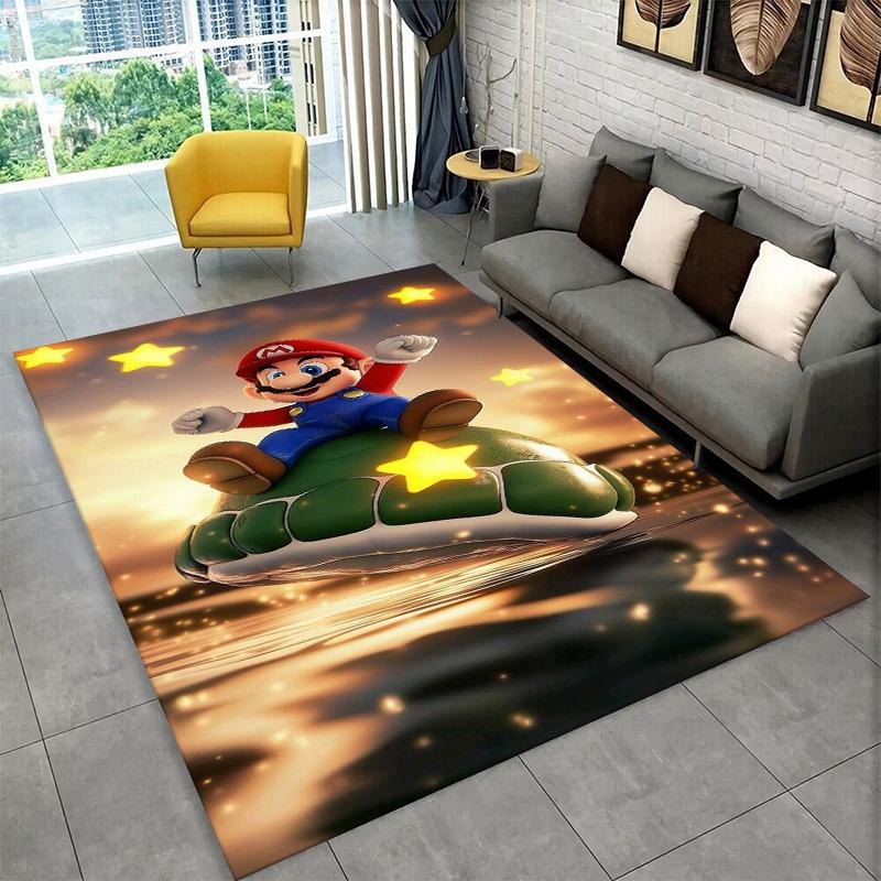 Tappeto Tappetino Gioco Cartoon M-Mario Bros per Stanza dei Giochi Camera da Letto Soggiorno Divano Decorazione Casa, Tappeto per Area Bambini Tappetino Antiscivolo Regalo