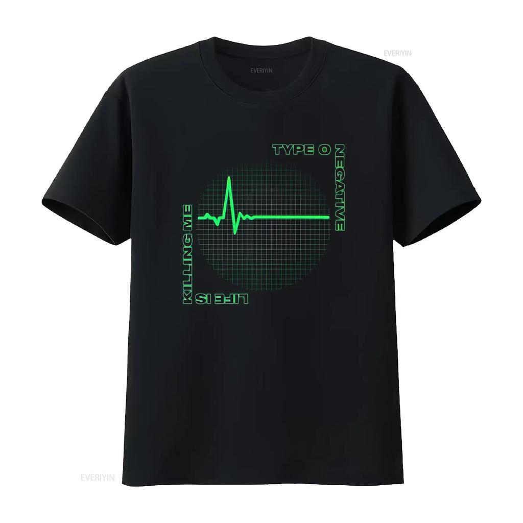 S 5XL TYPE O NEGATIVE BAND LIFE IS KILLING ME NEW BLACK T SHIRT Neon Heartbeat Design Vintage Washed Slightly Designer Clothes