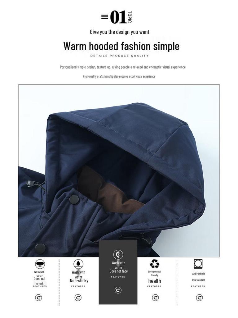 Pierre Cardin Men's Solid Color Hooded Winter Padded Jacket