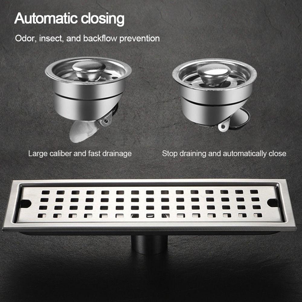 With Strainer Cover Shower Floor Drain Rectangle Shape Stainless Steel Linear Floor Drain Anti-odor Removable Drain Filter