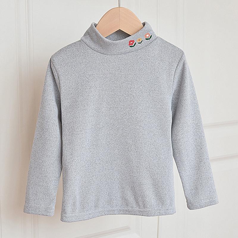 Toddler Kids Half High Neck Long Sleeve Solid Casual Thermal T Shirt Top