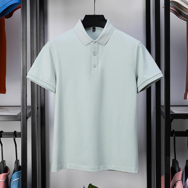 Modisches Poloshirt für Herren mittleren Alters, kurzärmeliges T-Shirt aus merzerisierter Perlbaumwolle, Sommer-Revers, Business-Casual-T-Shirt
