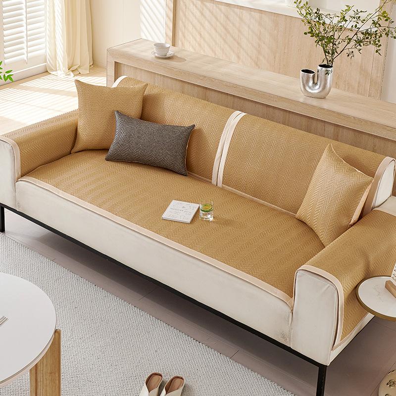 Ice Silk Sofa Cushion Non-Slip Summer Mat Cushion Light Luxury Modern High-End Summer Seat Cushion Leather Sofa Cover Towel