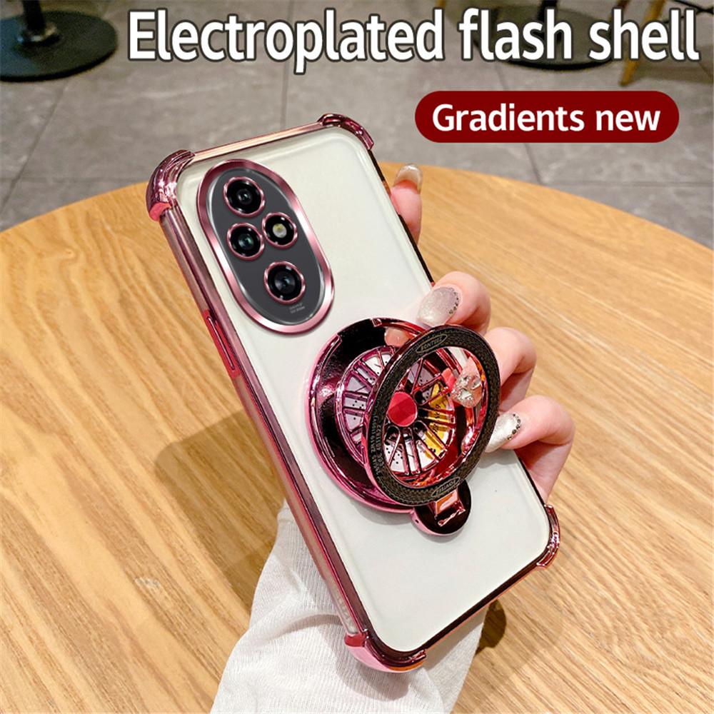 

Роскошный чехол-подставка-спиннер для Honor 200 Pro / Honor 200 / 100 / 90 / 80 / 70 / 60 Pro с гальваническим покрытием, блестящий, противоударный, силиконовый For Honor 200