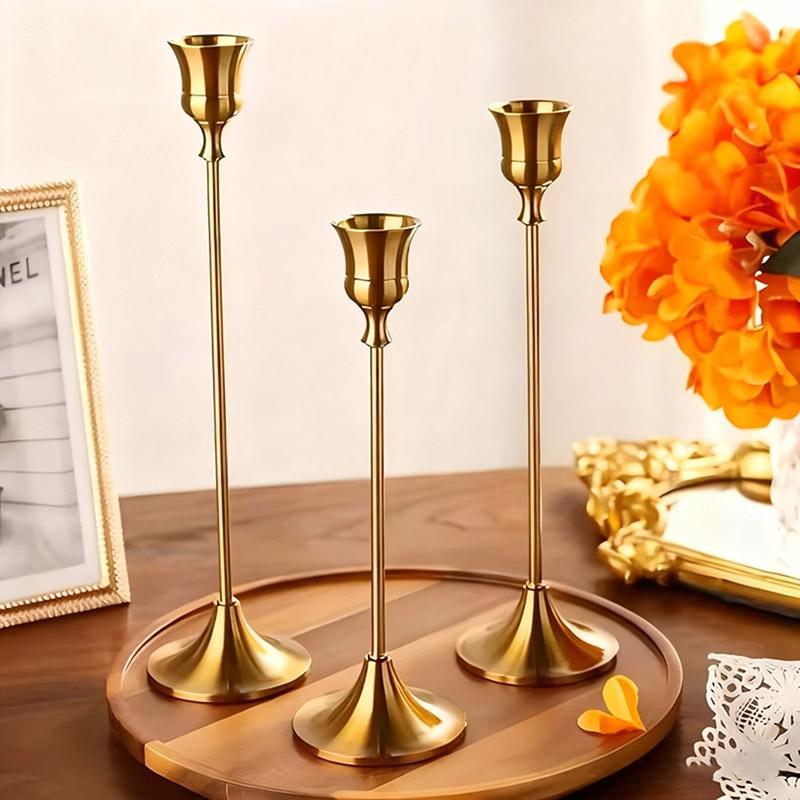Sturdy Metal Construction Vintage Candlesticks Conical Candlesticks