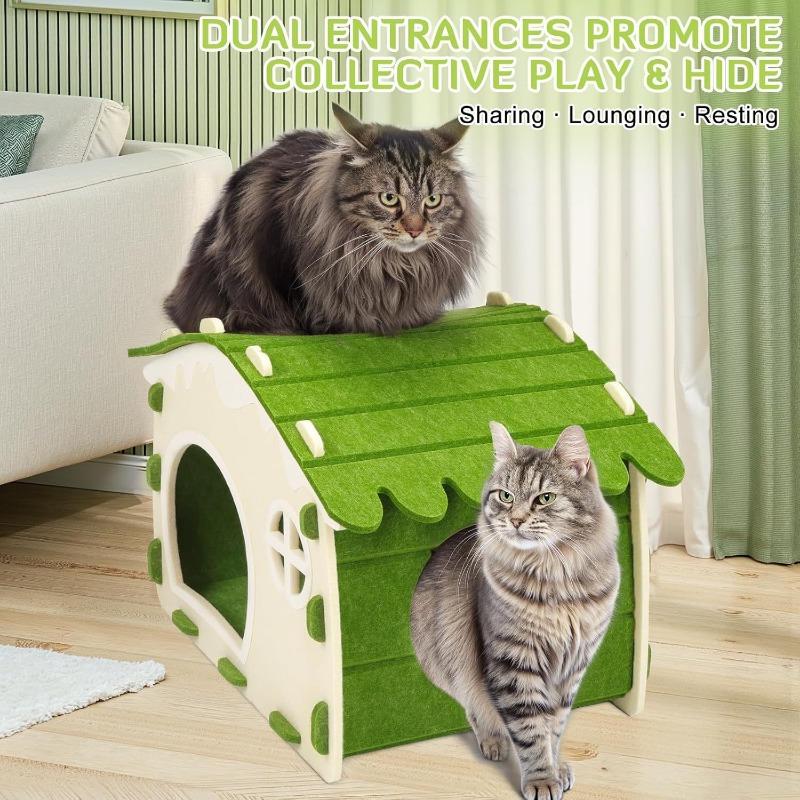 Foldable Durable Semi Enclosed Minimalist Felt Cat House For Indoor Cats All Seasons