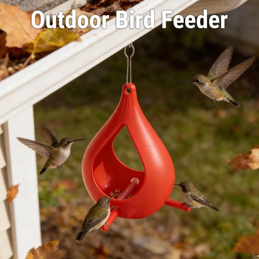 Plastic Bird Feeder House Raindrop Shaped Feeding Station Rainproof Bird Habitat  Outdoor