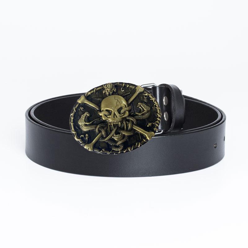 Men's Trendy Casual Cowhide Leather Belt with Alloy Smooth Buckle