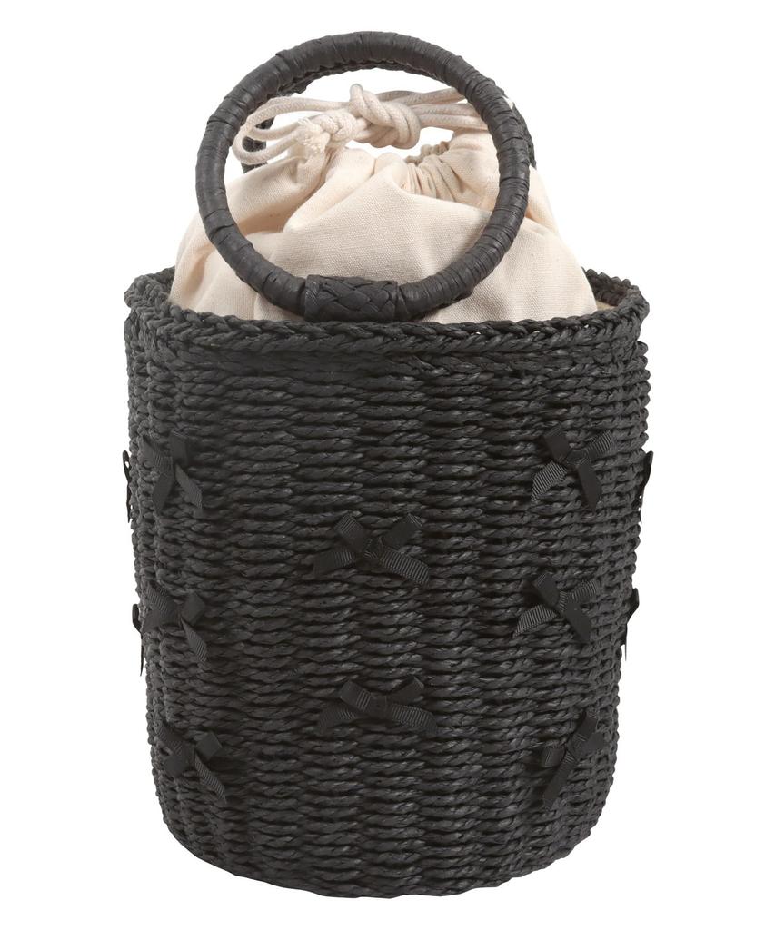 Kobe Lettuce Ribbon Basket Ribbon Bucket Perfect for and the Ocean Free Black Women's Bag, Handbag, Bag, Yukata, Resorts, [B1575], Size,