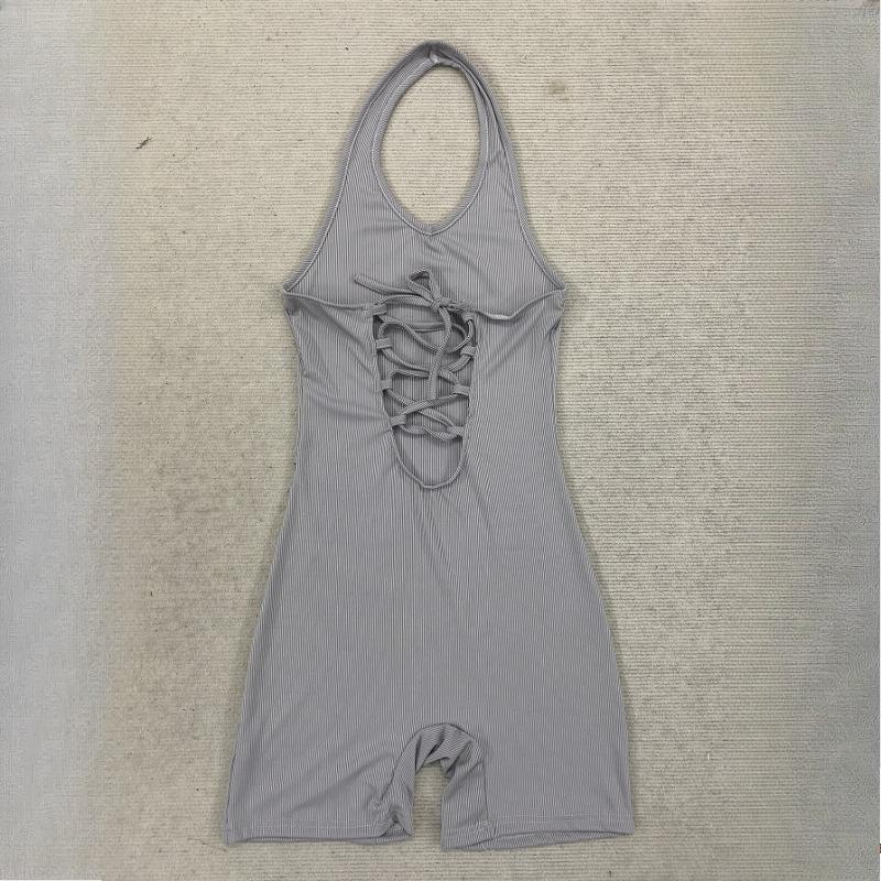 Summer Sexy Deep V Solid Color Hanging Neck Bareback Strap Fashion Jumpsuit Women's Clothing