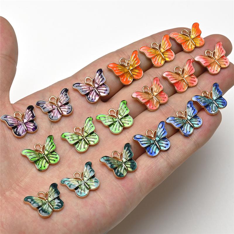 Buy 10 Pcs/lot Colorful Butterfly Charms Jewelry Making DIY Handmade Necklace Bracelet Jewelry