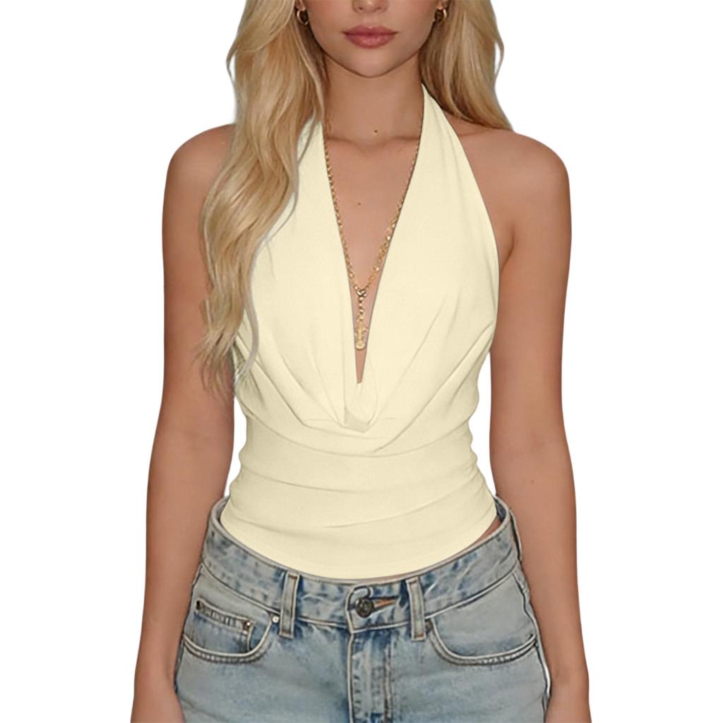 Women's Fashionable And Sexy Deep V Backless Neckband Top