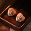 Retro Flower Love Earrings Natural Pearl Oil Painting Series Niche Female Stud Earrings Geometric High-end Earrings