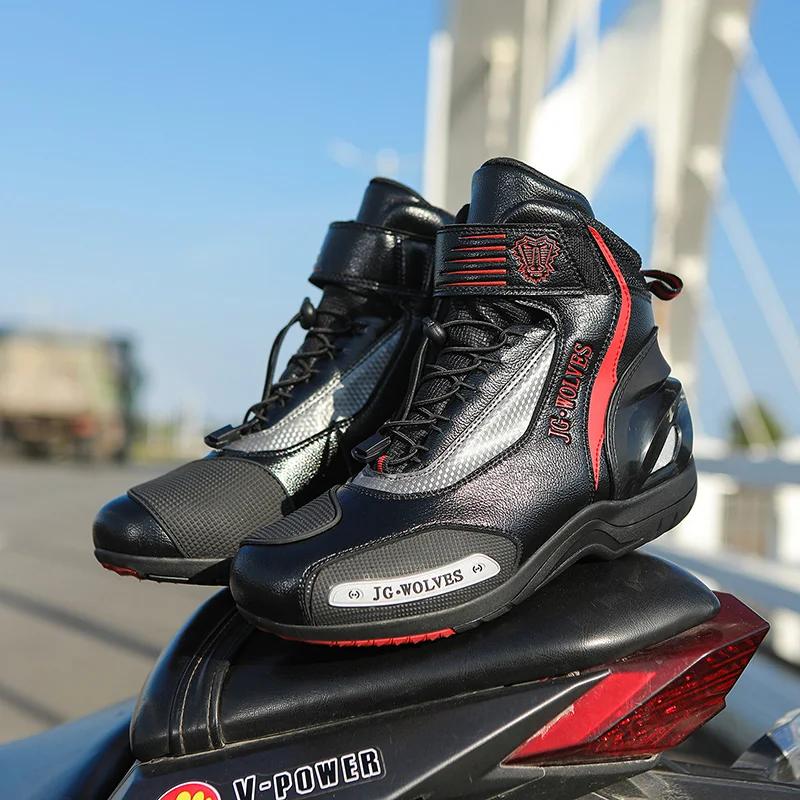 Qualitätsauswahl Herren Motorradstiefel Mode Atmungsaktiv Offroad-Fahrzeug Rennstiefel Hochwertige Herrenschuhe Botas Hombre