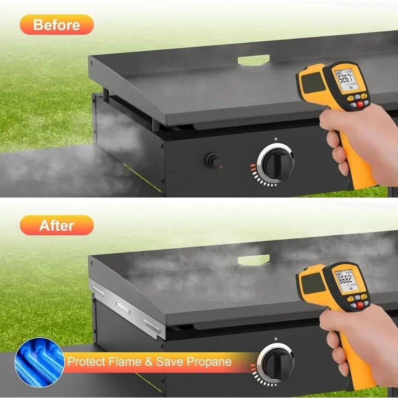 Stainless Steel Wind Guard 17/22/28/36-Inch Griddle Wind Screen Heat-Resistant BBQ Shield Durable Outdoor Cooking Versatile