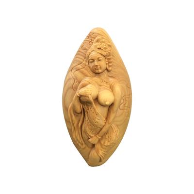 Wooden Carved Buddha Statue Cute Seven Lucky Gods Benzaiten Boxwood Heart Shaped Dragon Figurine Amulet Amulet Feng Shui Goods Luck 7cm X Width
