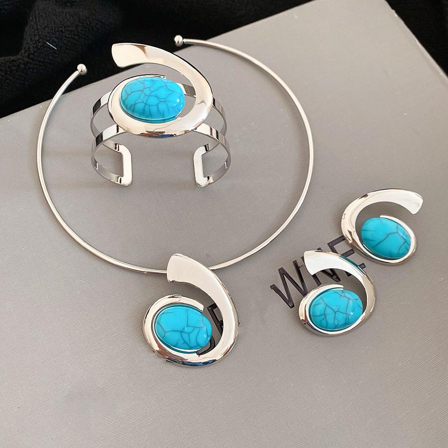Acrylic Oval Diamond Ring Bracelet Earrings Necklace Accessories Women's Clavicle Chain Versatile Necklace
