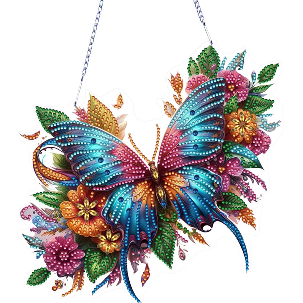 Kits d'Art Diamant 2D/Plat Acrylique DIY Forme Spéciale Pendentifs Diamants Strass Art Diamant Pendentifs Fenêtre Décor Mural pour Maison et Fenêtres