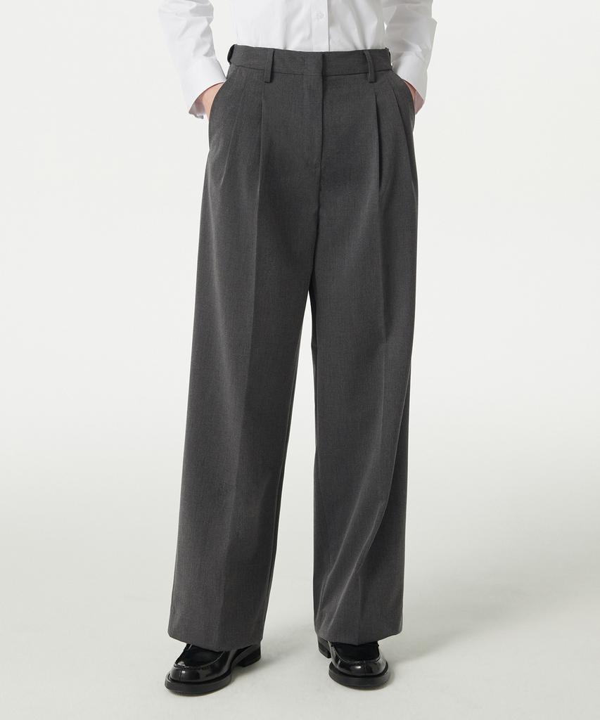 MUSINSA STANDARD WOMAN Women'S Lightweight High-Waisted Wide Hidden Banding Slacks [Medium Gray]