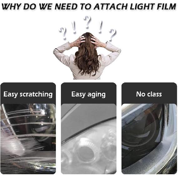 12 X 48Inch Car Light Tint Film, Cuttable&Stretchability Car Headlight Taillight Fog Light Vivid Vinyl Wrap Protector,Non-Marking Self-Adhesive