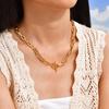 Chunky Oval Handmade Chain Necklace,18K Gold Plated Toggle-clasps Necklaces,Stainless Steel Jewelry Gift