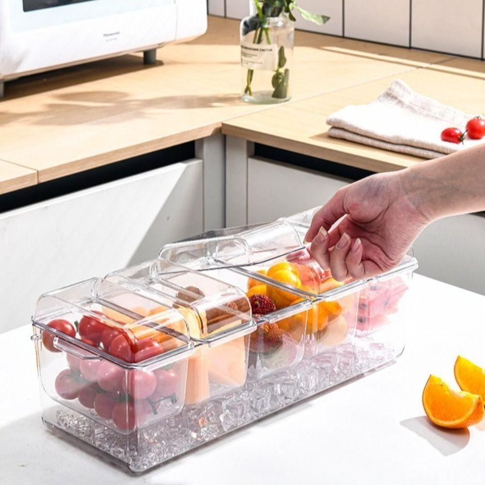 Transparent Fresh Iced Box Detachable Chilled Fruit Fresh-keeping Box New Condiment Tray