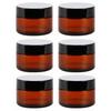 GJTr Hand Cream Containers, Light-Resistant Jar, Glass Bottle, Refill, Amber/Brown, 50g, Set of 6