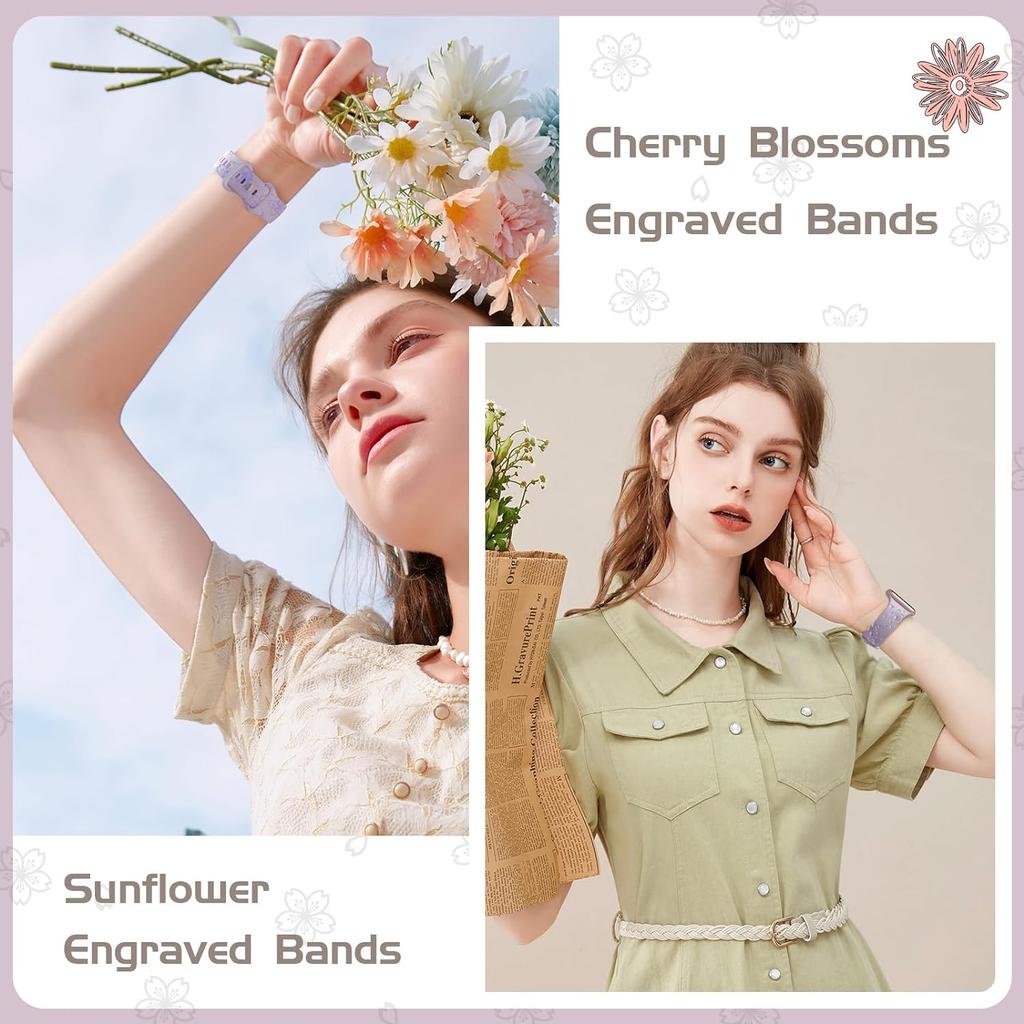 Brățară din silicon pentru Apple Watch Seria 11 46mm 42mm Ultra3 49mm Brățară florală gravată bicolore pentru iWatch 10 9 8 7 6 Se3 41mm 45mm 40mm 44mm