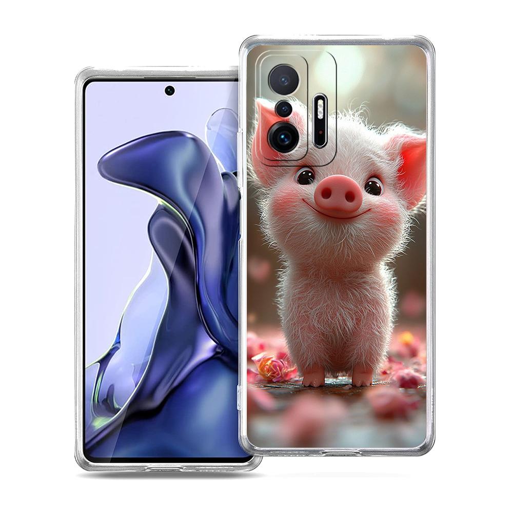 

Transparent Phone Case for Xiaomi Mi 14 13 12 11 Ultra 13T 12T 11T Poco X3 NFC F3 F6 Pro Lite 5G Soft TPU Shell Cute Pig Pattern for Xiaomi Mi 11