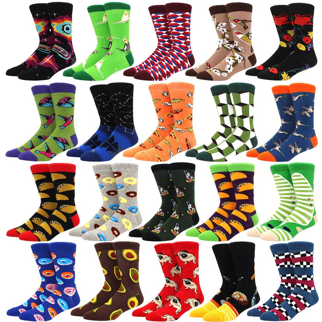 Herren Hip Hop Harajuku Socken Skateboard Karomuster Tiere, Astronauten, Donuts Lustige Mid-Cut Socken