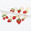 Gold-Plated Copper Strawberry Earrings with Zirconia Drip Oil - DIY Jewelry.