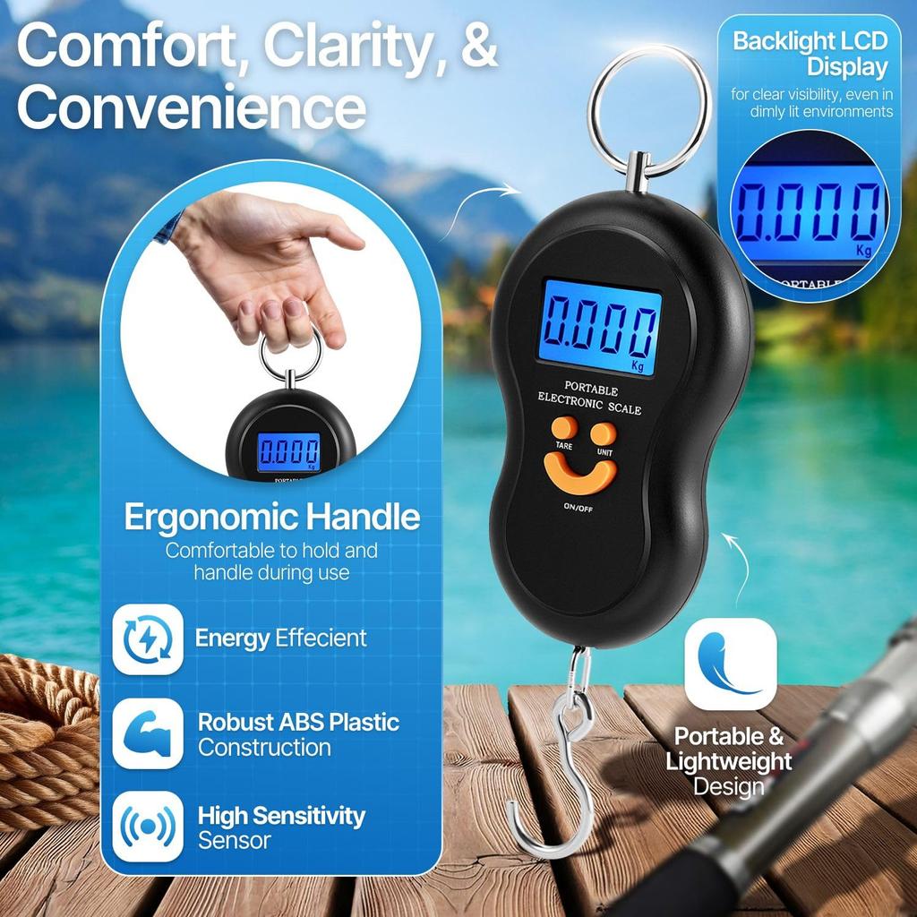 Electronic 50Kg 10g Hanging Scale LCD Kitchen Digital Scale BackLight Fishing Weights Pocket Scale Travel Luggage Scales