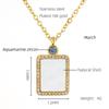 18K Titanium Steel Birthstone Pendant Necklace with Square Shell Design for Women