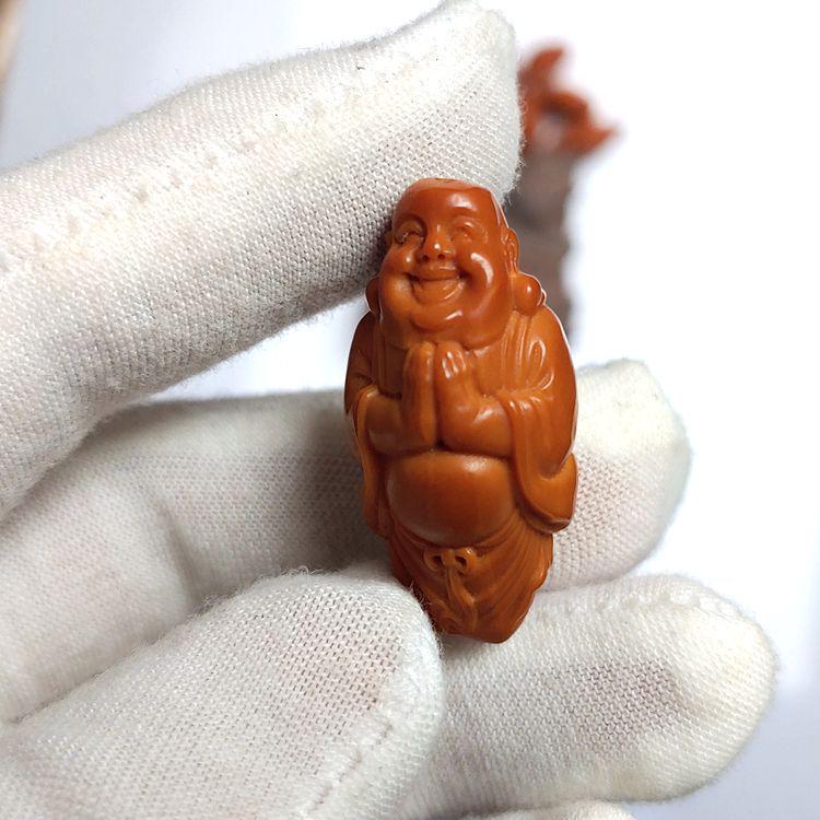 Hand-Carved Olive Pit Bracelet: One Heart, Maitreya Buddha Bead 1.5-1.7 Heart Towards Buddha Single Bead