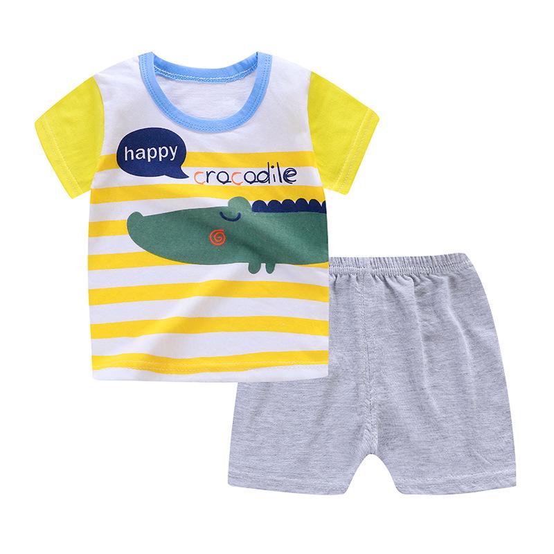 Cute Children Short-sleeved Suit Baby T-shirt Set Cotton Short-sleeved Shorts Kids Summer Children's Clothing