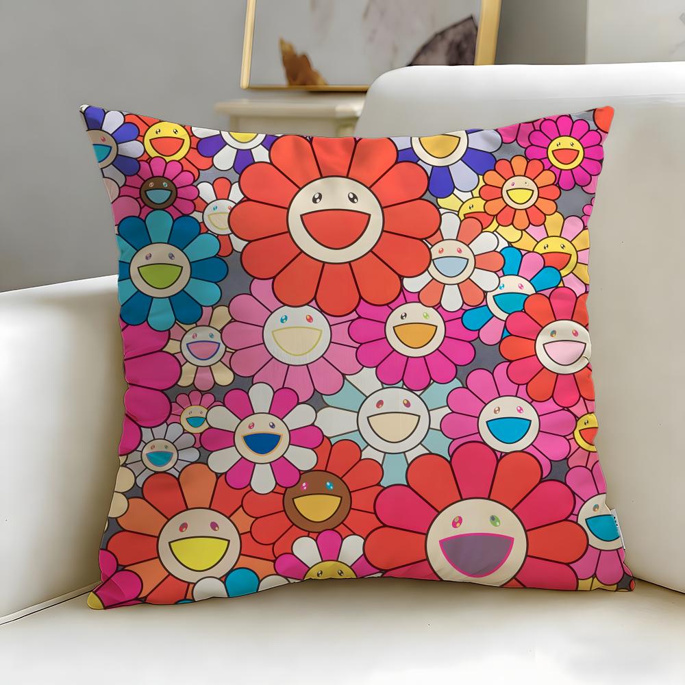 classic artist Takashi Murakami Cushion Cover Soft & Easy-Wash Pillow Case – Versatile for Couch, Bed, Travel and Office