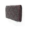 Inden-ya Inden Large Capacity Card Case, Deer Leather, Purple Base X Black Lacquer, Small Rose Pattern, 2501-06-176, Gusseted Card Pocket X 1,