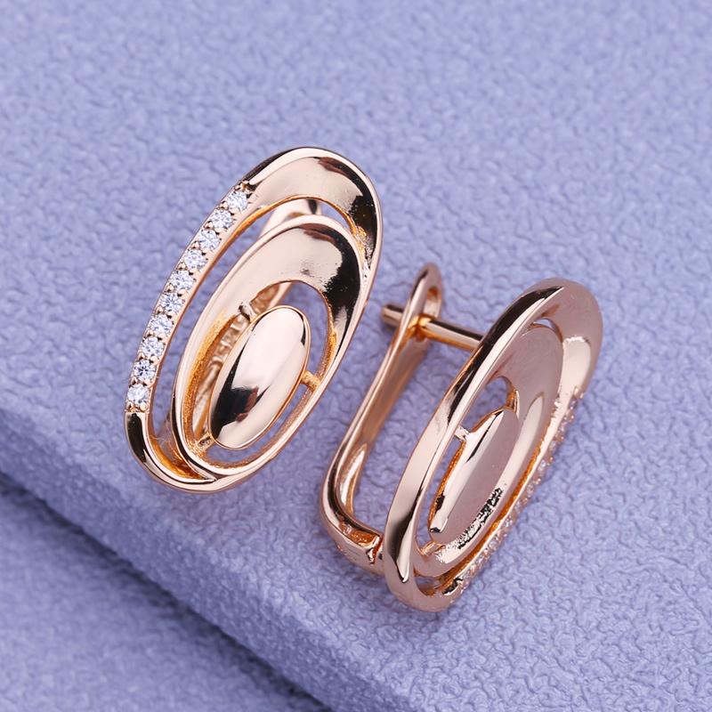 MINTHA Clip Earrings Trendy Fashion Jewelry Cubic Zirconia Stud Earrings For Women Rose Gold Color Earrings