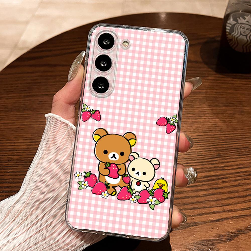 Cute R-Rilakkumas Bear Phone Case Silicone For Samsung S30,23,21,22,20 FE lite,S10,9,PIus Note20ultra Soft Transparent