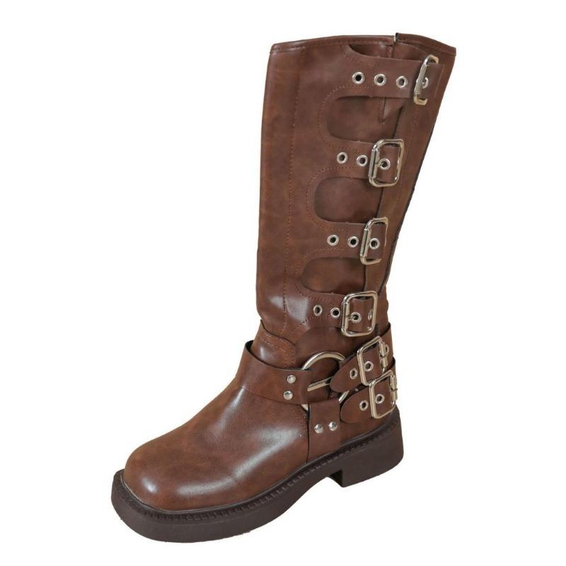 Long Boots Women's Fashion But Knee Western Cowboy Boots Thick Heel Retro Knight Boots Polished Punk Motorcycle Boots