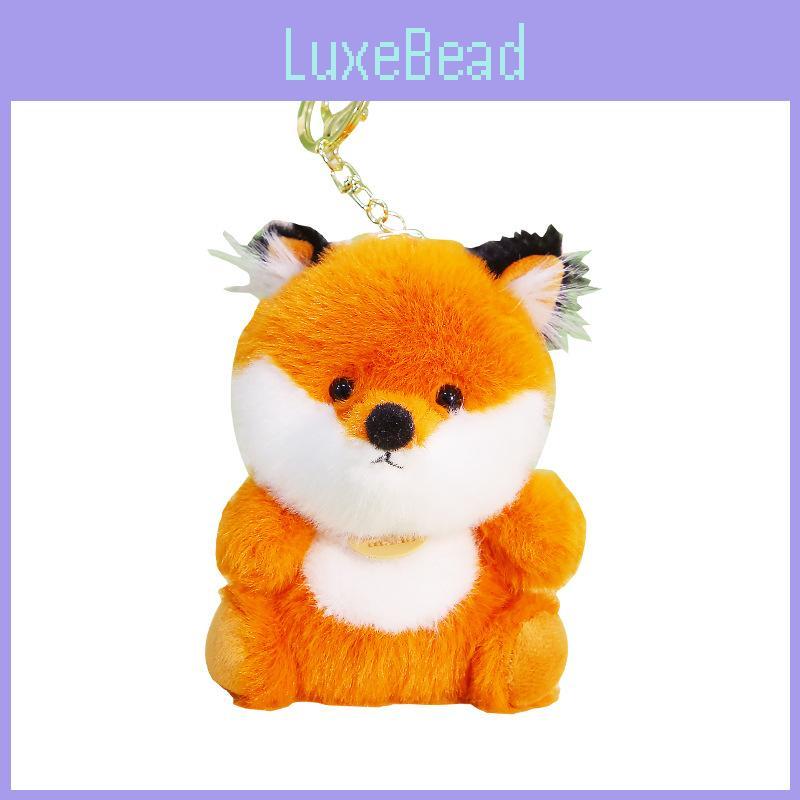 Cute Animal Fox Plush Doll Keychain With Polyester Filling Kids Backpack Pendant