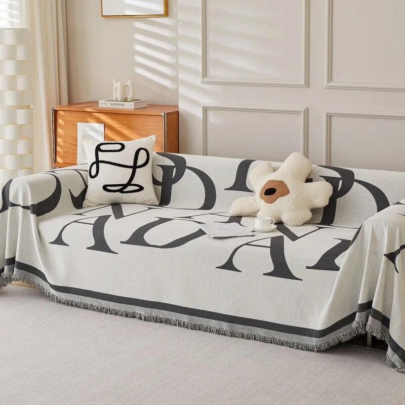 

Универсальный жаккардовый чехол для дивана из синели с надписью Four Seasons, скандинавский простой однотонный чехол для дивана, ткань с полным покрытием, полотенце для дивана 180x130cm1pcs