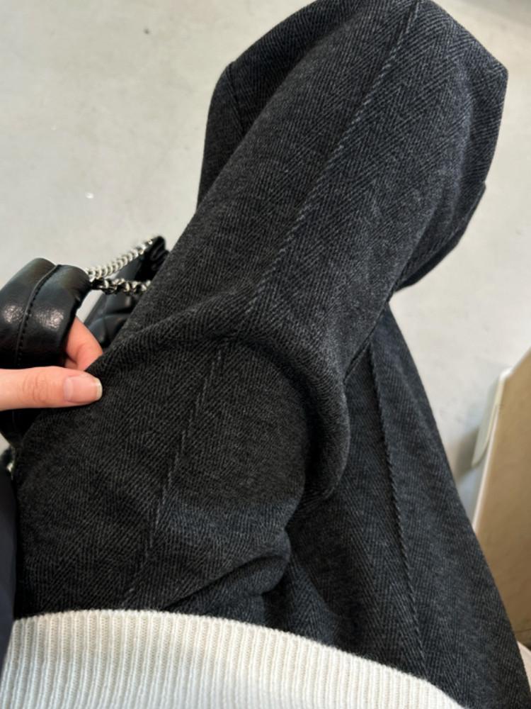 Women's Early Autumn Fleece-Lined High-Waisted Herringbone Trousers: Slimming, Casual Straight-Leg Design