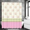 Pink Green Checkered Floral Shower Curtain, Bathroom Decorative Shower Curtain, Waterproof Shower Curtain with Hooks