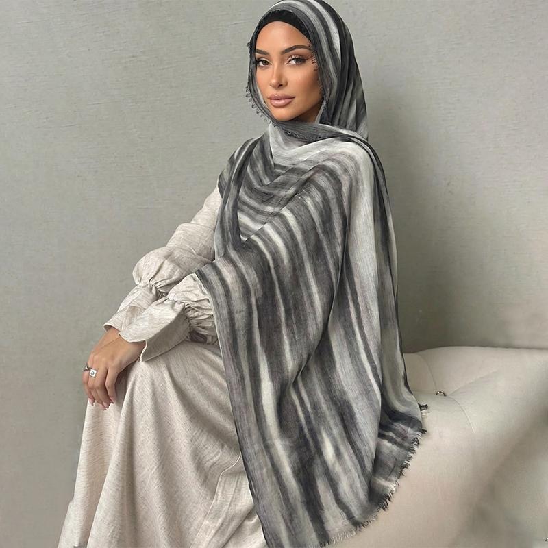 Ramadan Watercolor Modal Hijab Women Bohemian Watercolor Soft Muslim Hijabs Floral Breathable Shawl Wrap Scarf Headscarf Warm