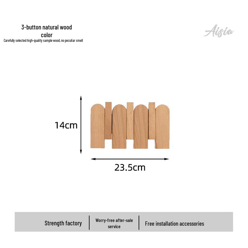 Piano Key Solid Wood Wall-Mounted No-Drill Coat and Hat Rack