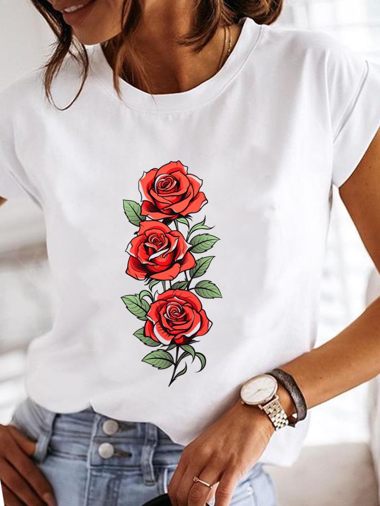 (Asian Size)  Clothing T Shirt sweet plant cute Fashion Tee Print Lady Women Casual Top Short Sleeve Female Graphic T-shirts