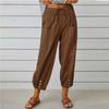 Summer Women's Pants Loose High Waist Button Cotton Linen Pants Nine-point Pants Wide Leg Pants EMA