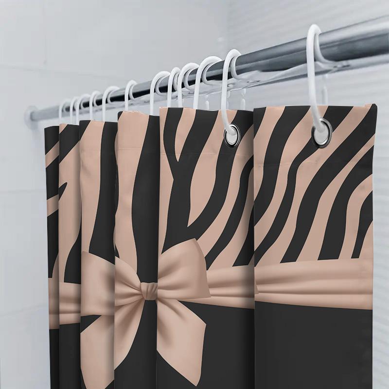 Bath Shower Curtain Custom Name Lettering Black Pink Zebra Print Decorative Home Decoration For Bathroom (Customize